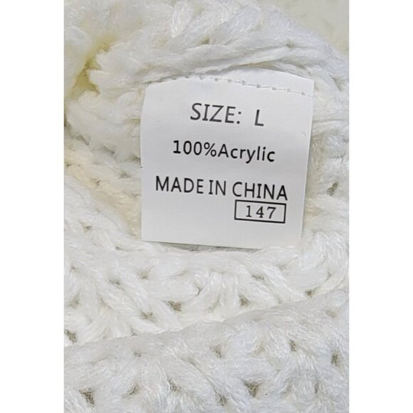 Womens Sweater Wide Neck Ultra White Knit Drop Shoulder Large New In Bag - Picture 4 of 8